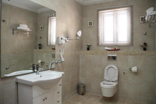 a bathroom with a toilet and a sink at Palazzo Dumont Hotel in Ikota