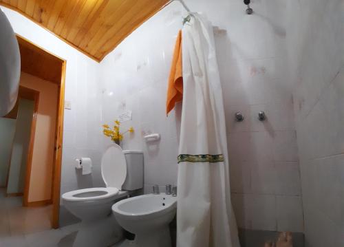 une salle de bains avec toilettes et lavabo dans l'établissement Alas de Mirlos, à Potrerillos