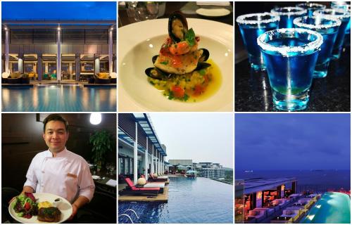 a collage of four pictures of food and drinks at 超赞海景高级公寓 浪漫香薰浴缸泡澡 Nexflix YouTube WiFi 喜欢浪漫宁静的您怎可错过 in Nusajaya