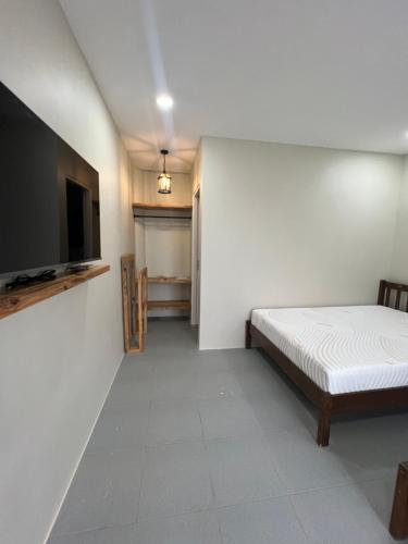 - une chambre avec un lit et une télévision à écran plat dans l'établissement The Eliana Farm Resort and Villas, à Manolo Fortich