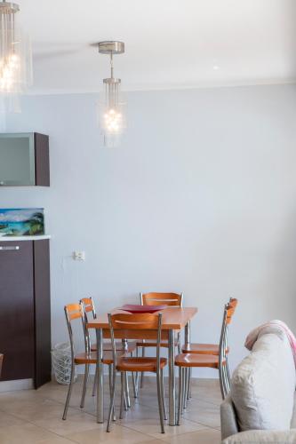 Agoritsa Beachfront Apartment with its own pontoonにあるキッチンまたは簡易キッチン