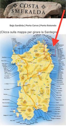 a map of costa america with a red arrow at Bellavista Vacation in Olbia