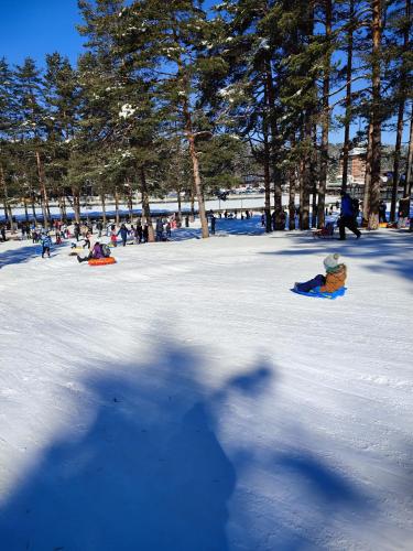 a group of people playing in the snow at BalkanHill2 S37 Pekovic green in Zlatibor