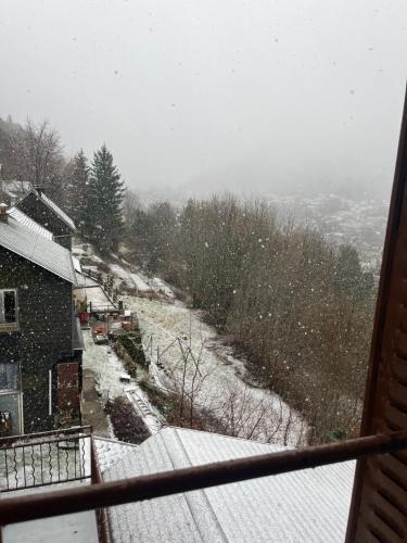 widok na pokryty śniegiem dziedziniec z domu w obiekcie NEW : Maison avec vue Montagne w mieście Mont-Dore