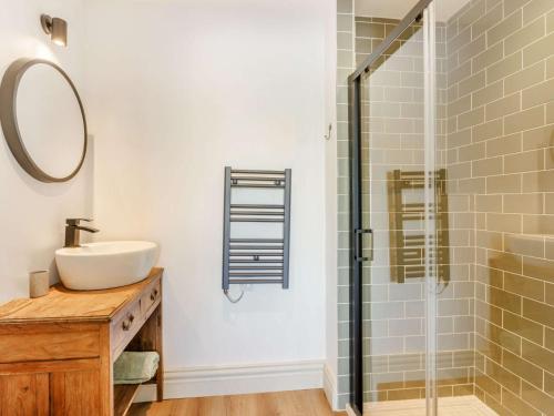 a bathroom with a sink and a shower at 2 Bed in Bude 5.6mls N 86909 in Kilkhampton