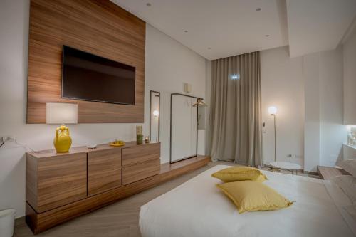Cama o camas de una habitación en Tufo Bianco Relais