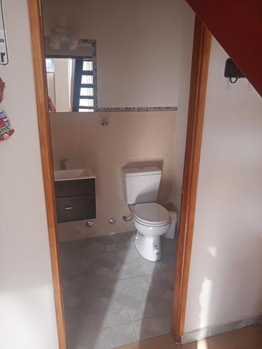 a bathroom with a toilet and a sink at Tu-maci in Ushuaia