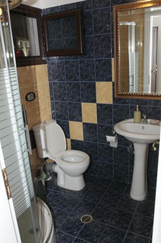 a bathroom with a toilet and a sink at Elena's Summer House in Marantochori