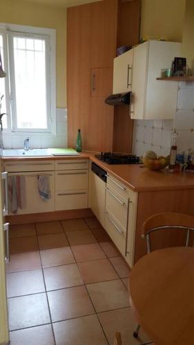 une cuisine avec un évier et une cuisinière four supérieur dans l'établissement Apaprtement entre Nation et Daumesnil 5 métros, 1 RER, 4 bus, à Paris