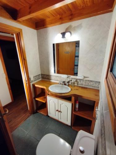 a bathroom with a sink and a toilet at Home Casa Julio in Villa La Angostura