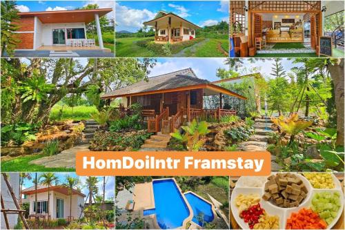 a collage of pictures of a home and a house at HomDoiIntr Framstay ฮ่อมดอยอินทร์ ฟาร์มสเตย์ in Ban Huai Kaeo