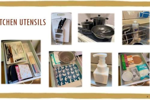 a collage of pictures of a kitchen utensils at Kitamachi Home in Higashikawa