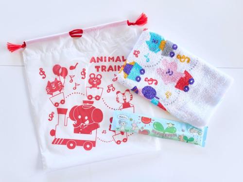 a diaper bag with an animal train pattern on it at Okasan Hotel - Vacation STAY 77675v in Ogaki