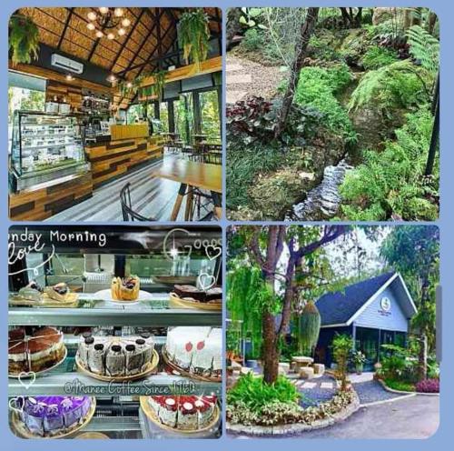a collage of four pictures of a house with a garden at Bangnu Greenery Resort in Takua Thung