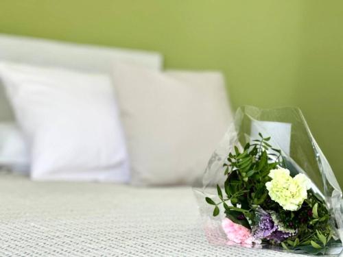 Ліжко або ліжка в номері Villa Flora, Piscina Esclusiva e Mare