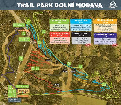 a map of the trail park dome moraga at Chalupa KARKULKA in Hostice