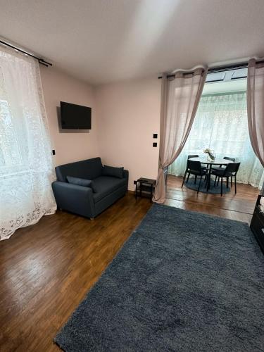 a living room with a couch and a table at Appart O'key in Lure