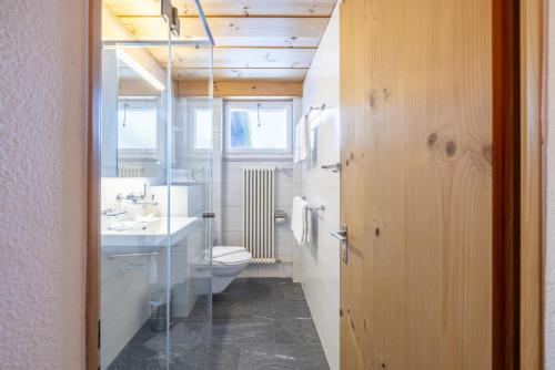 a bathroom with a toilet and a sink at Chasa Val 2 in Scuol