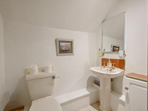 ein weißes Bad mit einem WC und einem Waschbecken in der Unterkunft 3 Bed in Hartington 90125 in Hartington