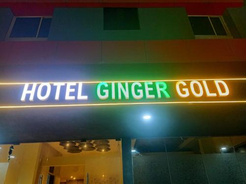 un letrero de neón para un hotel de oro de jengibre en HOTEL GINGER GOLD, en Pune