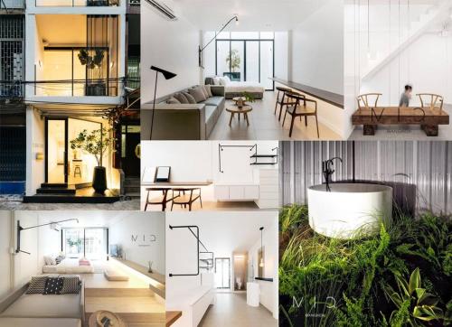 a collage of photos of a living room and a house at MIQ_5br/Silom Bts,Mrt/Wifi 1000MB/Jacuzzi/16pax in Bangkok
