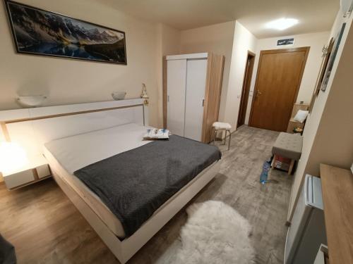 1 dormitorio con 1 cama grande en una habitación en Студио Орфееви Скали, en Pamporovo