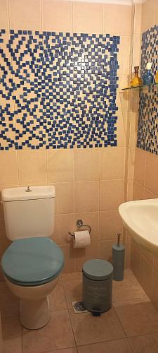 a bathroom with a toilet and a sink at Magic Mola in Mola Kalyva