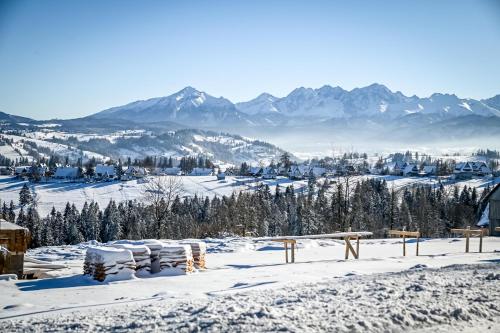 a snow covered mountain with mountains in the background at Domek u Zosi in Zakopane