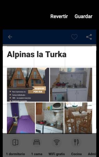 un collage de fotos de una casa y un sitio web en Alpina la Turka en Perito Moreno