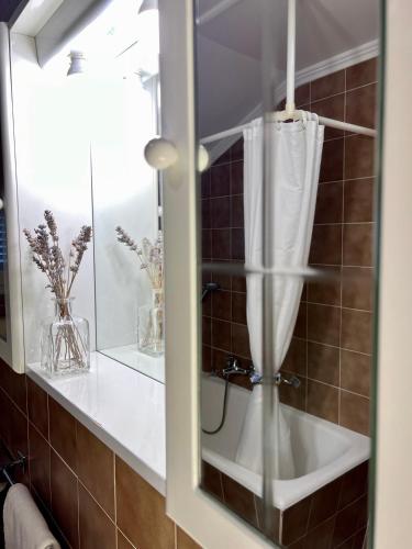 a bathroom with a sink and a mirror at Villa Adria in Vodice