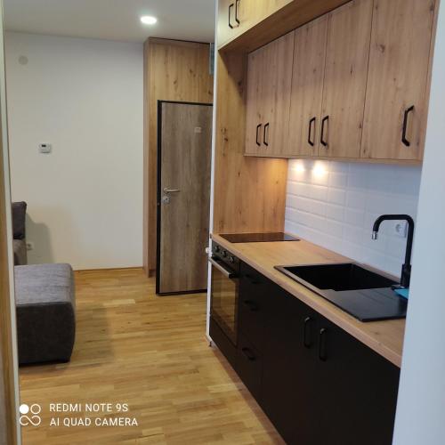 Kuchyň nebo kuchyňský kout v ubytování Grand Casa Apartments