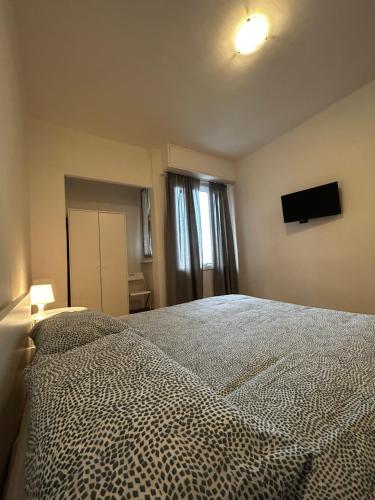 ein Schlafzimmer mit einem großen Bett und einem TV in der Unterkunft Canelli 3 in Turin