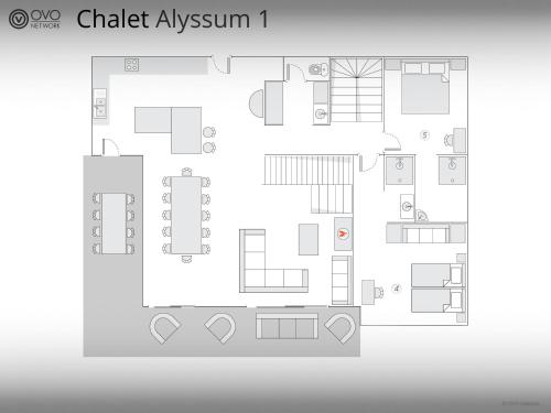 a drawing of a floor plan of a house at Chalet Alyssum - OVO Network in Le Grand-Bornand