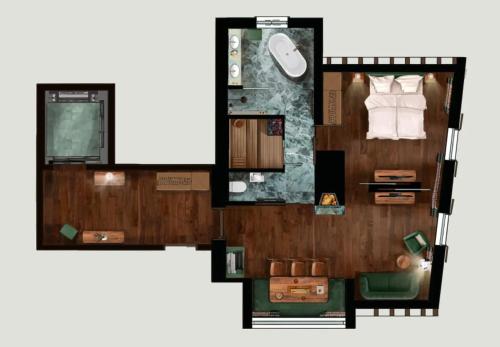 a floor plan of a room with at Posthotel Taube in Schruns-Tschagguns