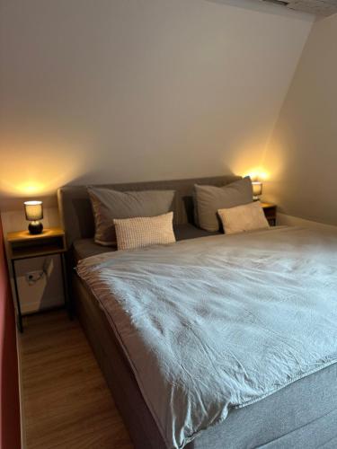 1 dormitorio con 1 cama grande y 2 mesitas de noche en Herzogin, 