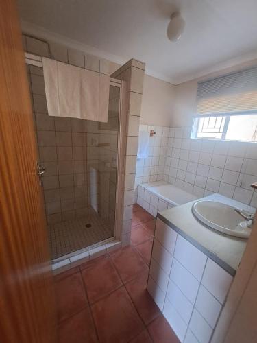 a bathroom with a shower and a sink at Drum Rock 5 in Clarens