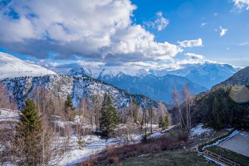 - une vue sur une chaîne de montagnes enneigée dans l'établissement Appartement du Rif - Welkeys, à Huez