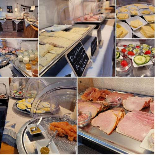 a collage of pictures of different types of food at Naturwert Hotel Garni Ursula in Krummhörn