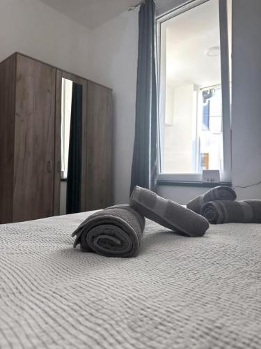 Cama o camas de una habitación en Apartmani M.&.B Luks
