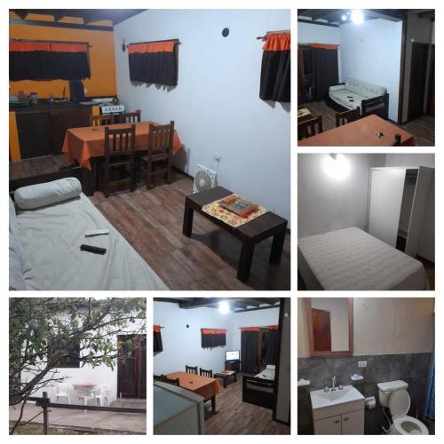 un collage de fotos de una habitación con cama y mesa en Maxidepartamento en Miramar