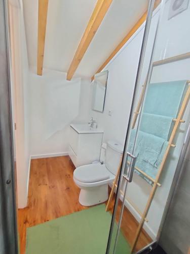 a bathroom with a toilet and a sink at Charm studio in Bombarral