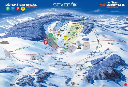 a map of a ski resort in the snow at Apartmány Paseky - Jablonec nad Nisou in Jablonec nad Nisou