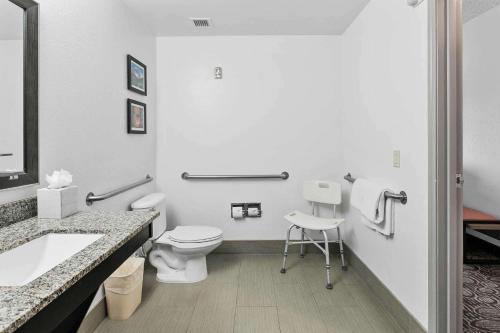 ein Badezimmer mit einem weißen WC und einem Waschbecken in der Unterkunft Comfort Inn Chandler - Phoenix South I-10 in Chandler