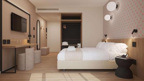 a bedroom with a white bed and a television at Best Western Hotel Massafra in Massafra