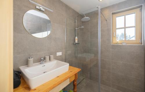 uma casa de banho com um lavatório e um chuveiro em 1 Bedroom Cozy Home In Gssing em Güssing