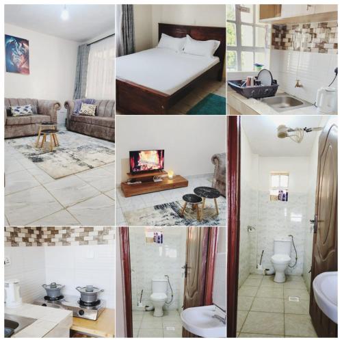 a collage of photos of a hotel room at Muthiga Springs Apartment in Kikuyu
