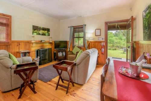 a living room filled with furniture and a fireplace at Forest Edge in Rheenendal