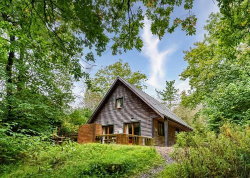 a small house in the middle of a forest at Ramshorn Estate Woodland Lodges in Oakamoor