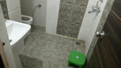 a bathroom with a shower and a sink and a toilet at Bayweaver nests homestay in Royal plaza 905 in Lucknow