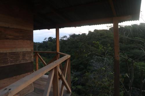 a balcony of a cabin with a view of trees at Konsenda San Blas in Chepo